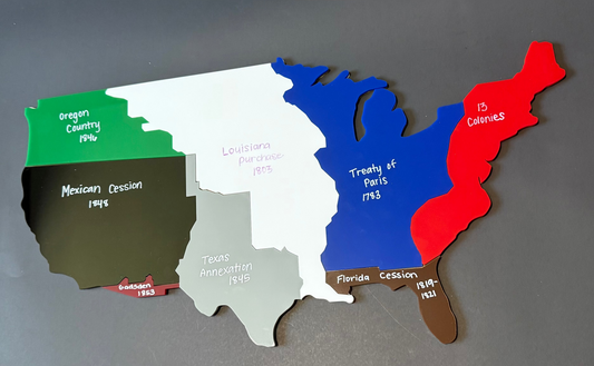 United States History Acrylic Map Board – Interlocking Expansion Map (20"x10")